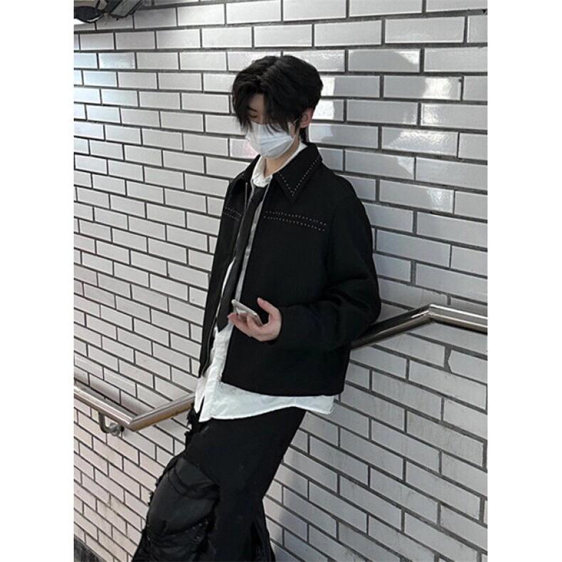 春秋季新款黑色时尚美式复古刺绣宽松休闲翻领夹克外套J777,男装夹克,星座1116A（原606A-3）