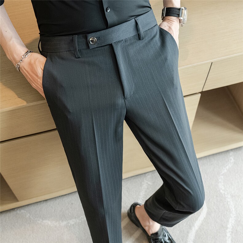 K3906-P68男士定制竖条纹秋季九分西裤休闲裤子28-36码，男装西裤，电商A211