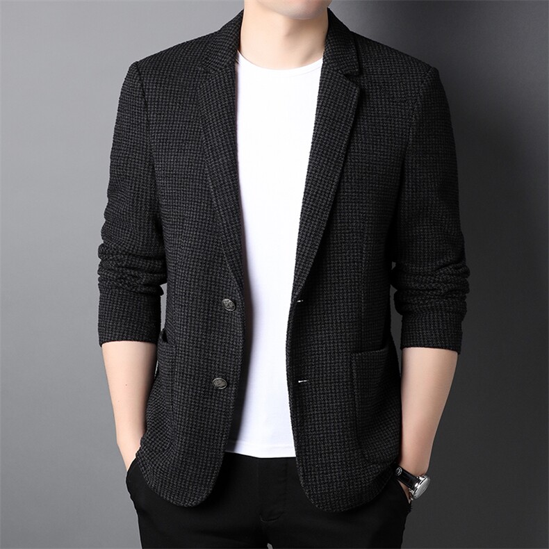 男西装2023春季新款商务休闲西服修身中年爸爸装外套单件上衣图片