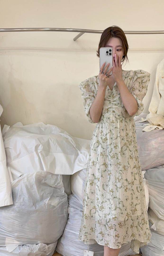爆单花色连衣裙，女装连衣裙，唇蔻