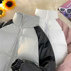 毛毯平铺拼接撞色面包服时尚立领保暖皮棉服A247-MY520特批85，男装棉衣，电商A247