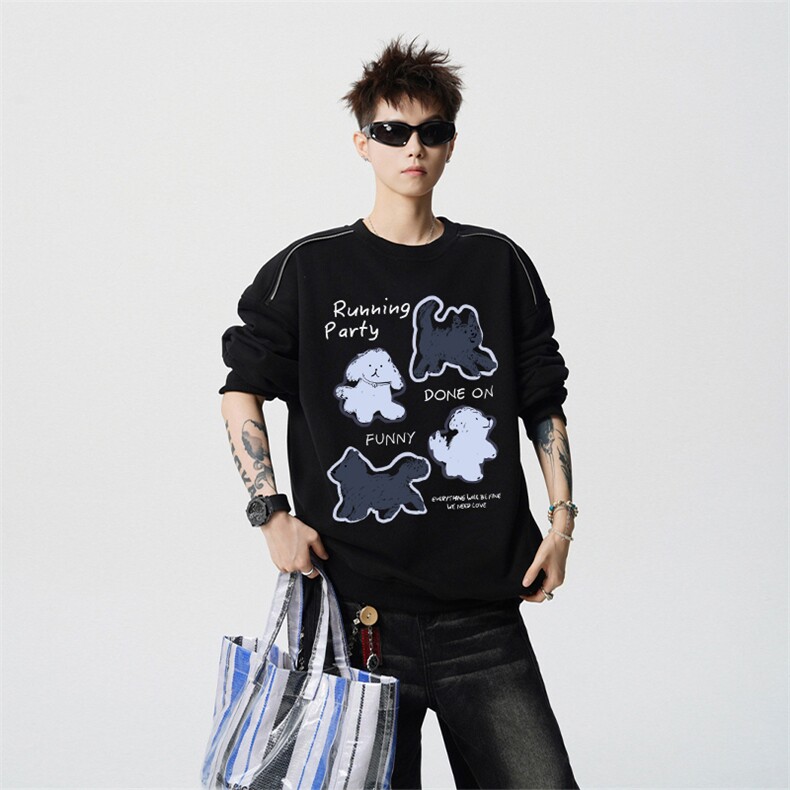 得物供货、重磅420克现货圆领卫衣宽松HD019-1-WY2780LL-P35,男装卫衣,电商019-1
