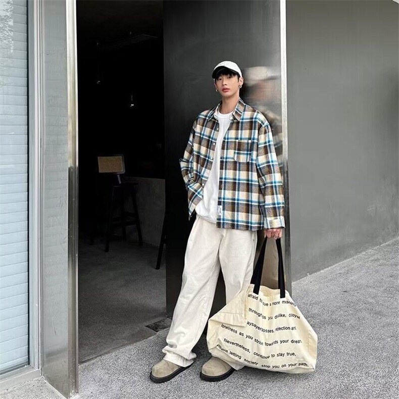 DC52-P55夏季韩系薄款长袖衬衫男生学院风宽松格子衬衣遮阳防晒,男装衬衫,星座603-2