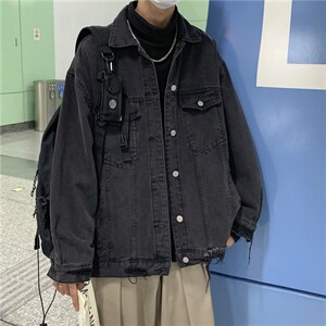 春秋季潮牌ins破洞牛仔外套男士潮流青少年宽松工装夹克JK456-p65，男装夹克，星座1008