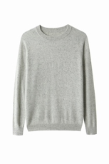 男士简约休闲秋冬季点子纱圆领35%羊绒衫，男装羊绒套衫，台绒羊绒