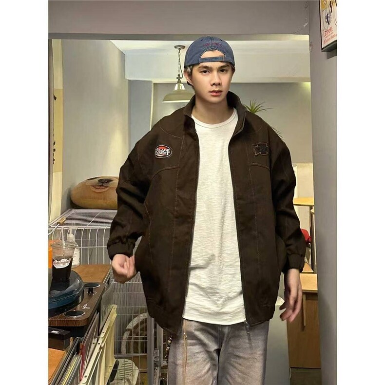 现货飞行员外套男美式高街设计感复古棒球服秋季新款情侣潮牌夹克,男装夹克,星座218-1（原230）