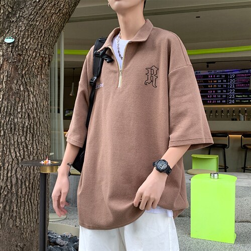 新款优品男士华夫格短袖刺绣字母透气宽松上衣PL3309-P36图片