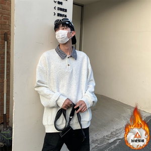 polo领卫衣男宽松学院风长袖假两件加绒外套W4693JR(加绒)-特P42图片
