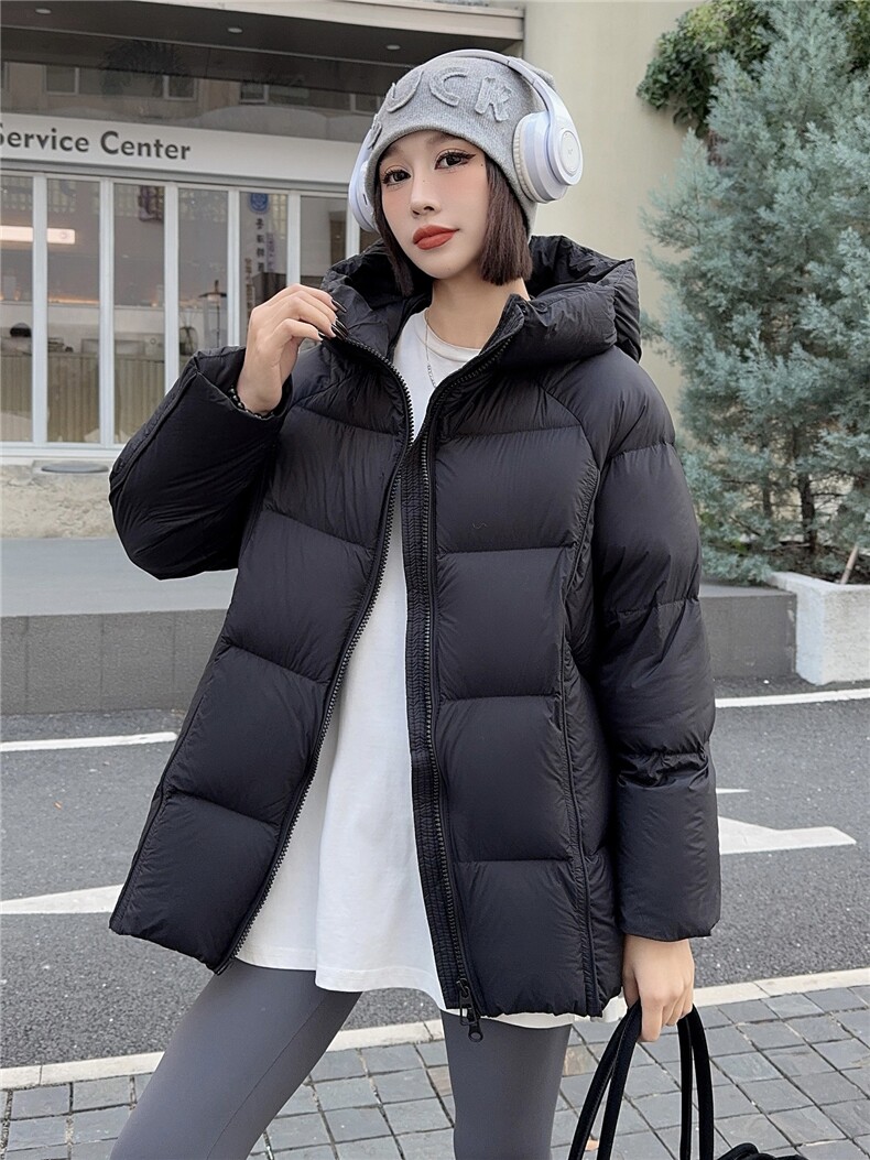 现货新标90白鸭绒2025年冬季厚款休闲风中长款保暖,女装羽绒服,琦鑫阁（原依鑫阁）