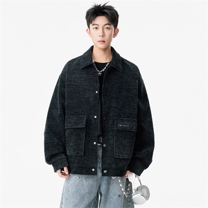 311B-1-2576-P90控178大码 潮牌高夹克毛呢宽松休闲外套图片