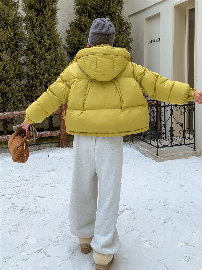 时尚短款羽绒服女2025冬季新款加厚连帽保暖白鸭绒外套,女装羽绒服,诺蝶