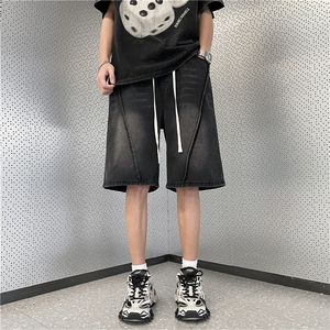 牛仔短裤男韩版潮流拼接高街帅气2026夏季新款ins五分裤RK430-P39