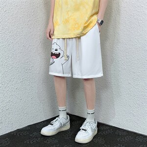 HD74131-P22 华夫格短裤男大码宽松五分裤男直筒中裤图片
