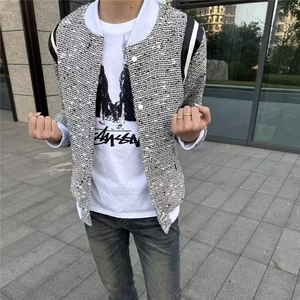 2025春秋新款肩带拼皮飞行服情侣宽松百搭网红同款痞帅棒球服男潮图片