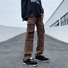 B221美式ins高街暗黑小众拉链工装休闲裤子LK23045-P75控98，男装休闲裤，电商B221