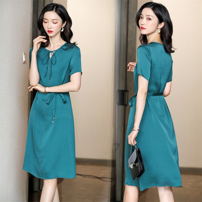 余多多真丝连衣裙潮流舒适夏新款休闲高端女装显气质带腰带桑蚕丝，女装连衣裙，阿舍尔精品
