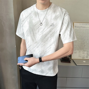 夏季短袖T恤男2025新款潮牌色块渲染半袖体恤圆领B317/8062/P55图片