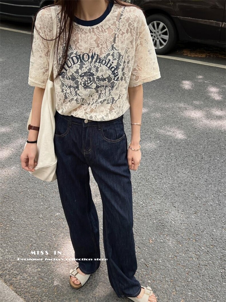 现货蕾丝花纹短袖T，其它，蜜思印·金