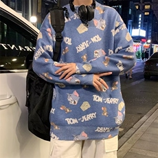 卡通满印圆领毛衣男秋冬韩版bf宽松休闲针织衫M9908P30，男装针织衫/毛衣，星座1116-2