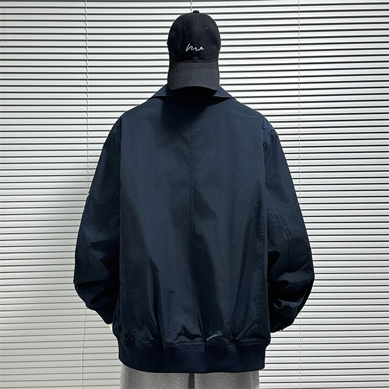 港风秋款男夹克飞行员机车工装拉链字母刺绣宽松外套JK0104P65,男装夹克,星座1013-1