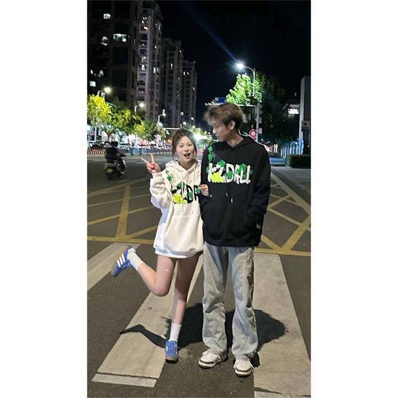 网图有货刺绣葡萄网球毛巾绣连帽卫衣秋冬宽松休闲男女A785-P48,男装卫衣,星座1505