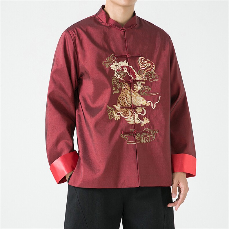 JK2318^风男士刺绣夹克上衣潮牌宽松大码复古盘扣休闲外套,男装夹克,钱塘777(原3023)