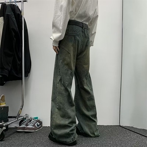 美式高街牛仔裤男韩版潮阔腿个性2024冬季ins宽松长裤RK1264-P59图片