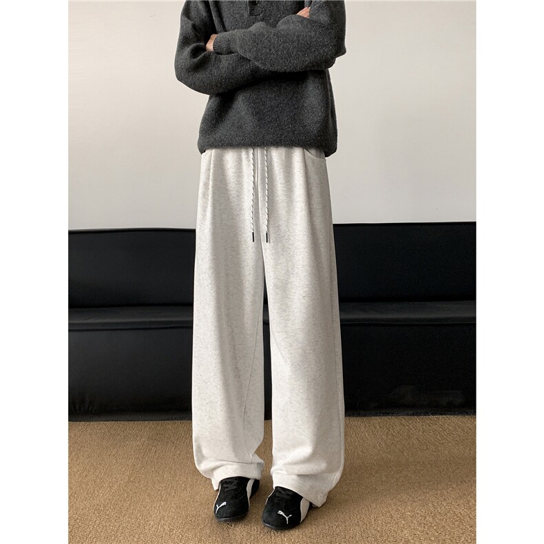 美式经典纯色抽绳休闲裤，裤脚可收缩A061-AX01369-特P30-模特图图片