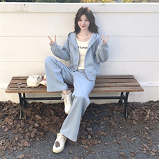 运动风穿搭卫衣套装女春秋2025新款超火好看高级感阔腿裤两件套装，女装套装/套裙，2C198