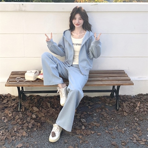 运动风穿搭卫衣套装女春秋2025新款超火好看高级感阔腿裤两件套装图片