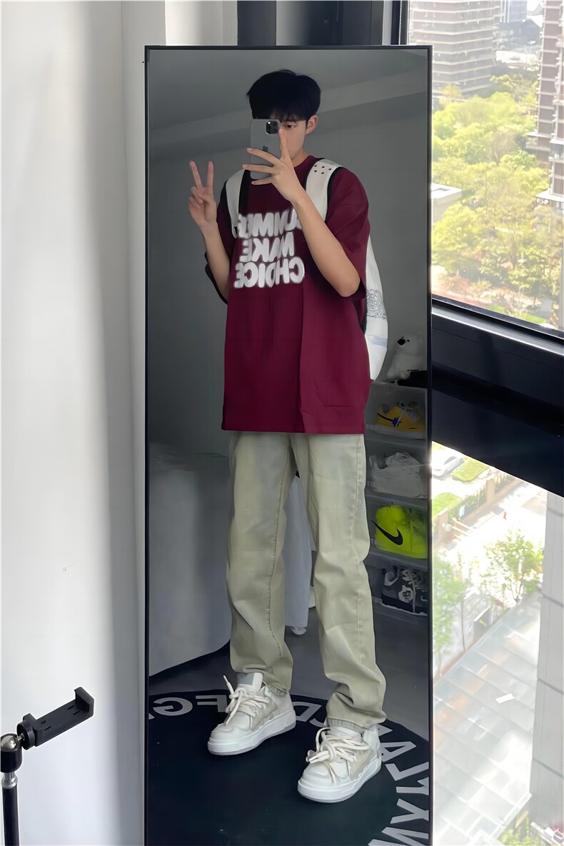 黄泥染牛仔裤KZ01-P55酒红色短袖T34-P35控价78,男装牛仔裤,星座310A-4