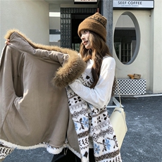 【新品】冰川雪人花纹仿羊羔毛外套2C326-W330-P205-K308，女装棉衣/棉服，2C326