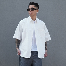 美式工装衬衫短袖夏季宽松纯棉脏染衬衣男A436-0628-P4569，男装衬衫，电商A436