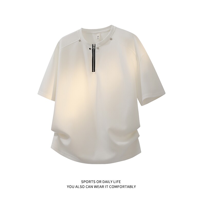 夏季铆钉半拉链体恤男量大可谈XZ1118-1-A3601，男装T恤，四季星座1118-1