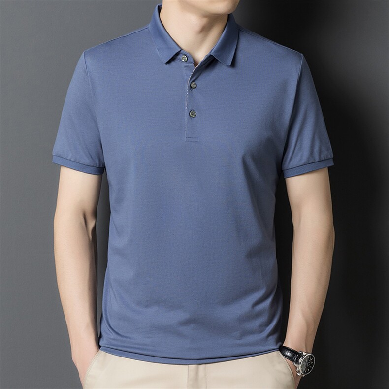 中青年男士短袖T恤夏季薄款上衣中青年免烫纯色休闲宽松POLO衫P78，男装Polo衫，钱塘6003A(原)4033A