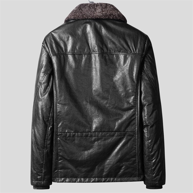 W21130海宁皮衣男头层牛皮白鸭绒羽绒服短款翻领皮夹克冬P780图片