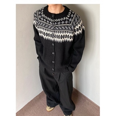 【005】超细美丽奴针织开衫男女秋季费尔岛毛衣A079-M75-47，男装针织衫/毛衣，电商A079