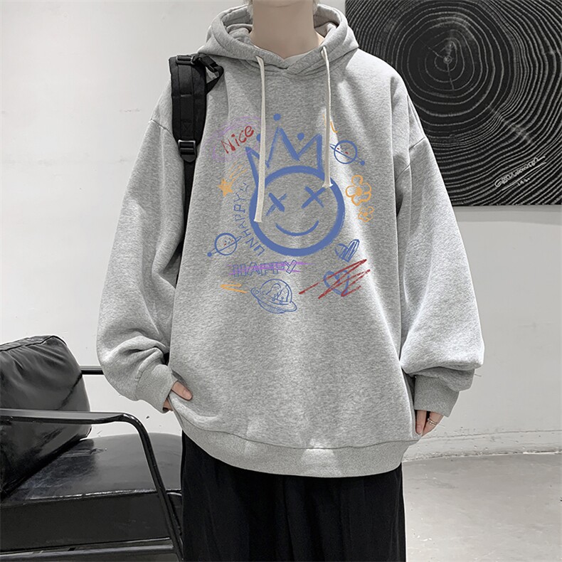 WY2180-P35加绒款-P40纯棉连帽卫衣男大码运动帽衫宽松薄外套男,男装卫衣,电商A040