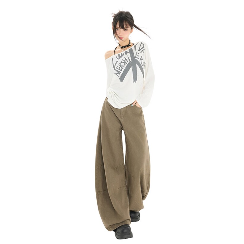 美式复古做旧解构牛仔裤男女宽松阔腿vintage拖地长裤YD9001-P65,男装牛仔裤,星座509