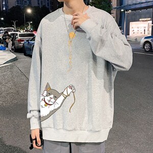 S6013-P28加绒款-P33秋季圆领卫衣男大码韩版宽松长袖外套，男装卫衣，电商A040
