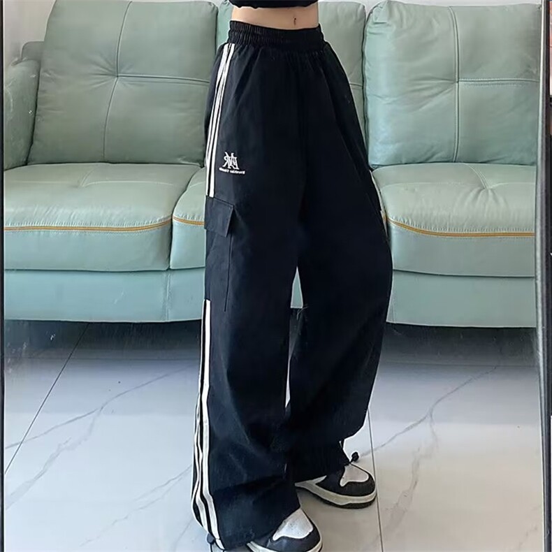 美式复古工装裤女高腰直筒阔腿设计感宽松休闲拖地长裤AK815-P45,男装休闲裤,星座1008