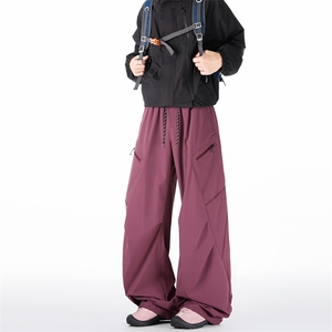 工装裤男春季阔腿cleanfit拼接解构褶皱弯刀裤子K0262-P52图片