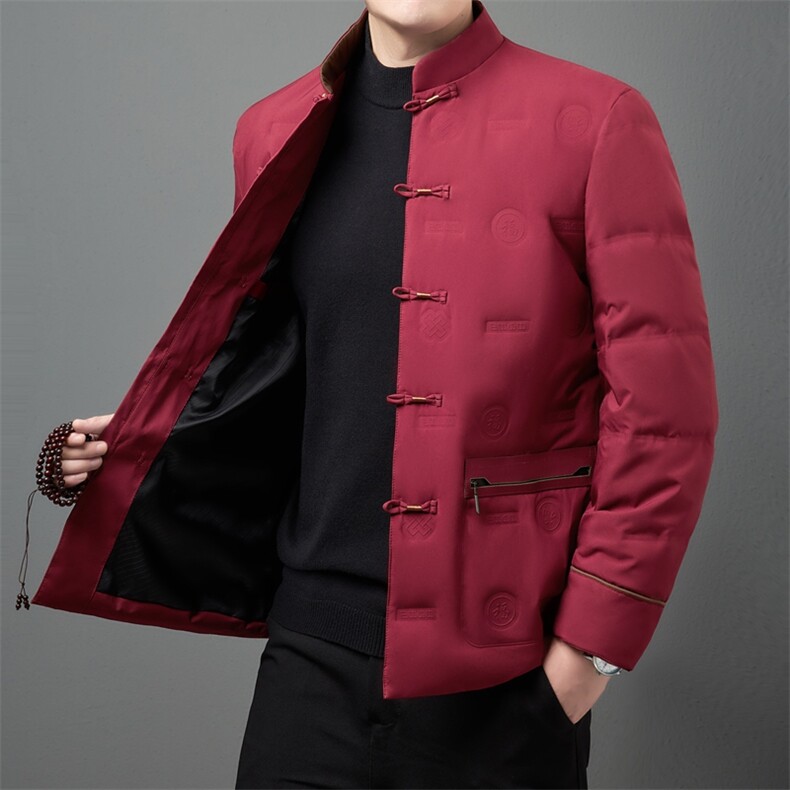 唐装男中老年爸爸羽绒服套装风90%白鸭羽绒服外套TR2310-P180,男装羽绒服,星座1105-3
