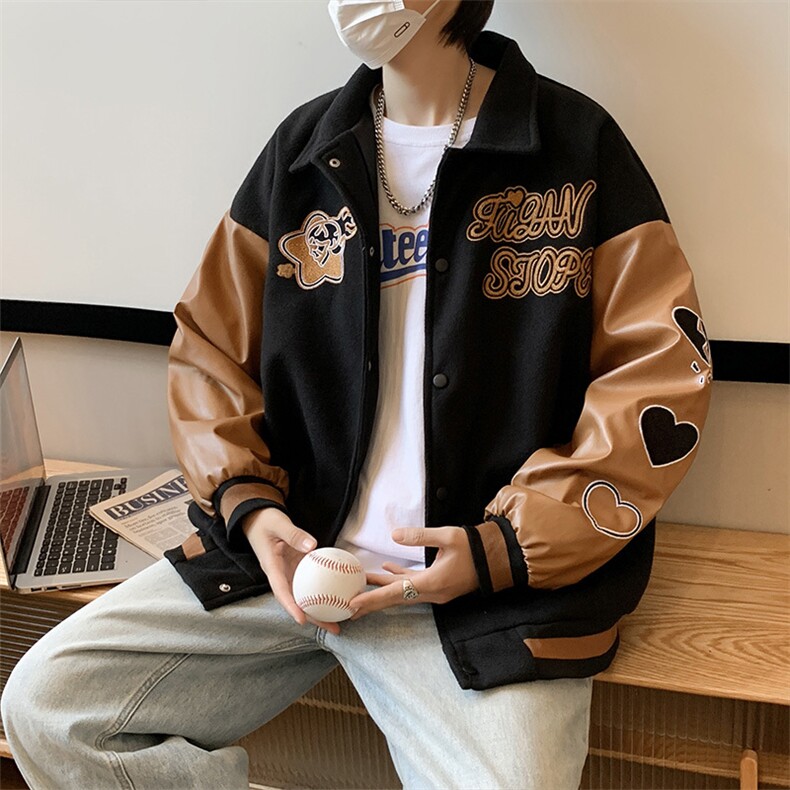 2023春季毛呢刺绣棒球服外套宽松美式Y96P63,男装夹克,星座1116-2