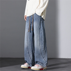 2026春季美式牛仔裤男新款潮牌宽松痞帅直筒休闲弯刀裤J8105-P50，男装牛仔裤，星座509