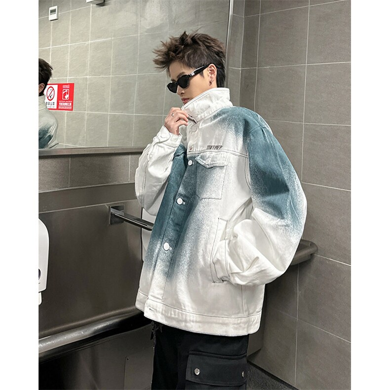 F679P88春装男生牛仔渐变潮男复古外套夹克宽松日系青年上衣男装,男装工装外套,星座512-6