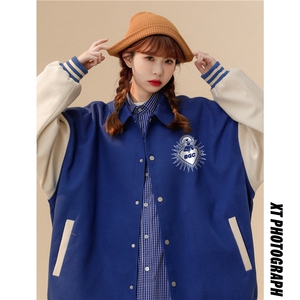 中性风22秋季西海岸嘻哈拼接拼色翻领棒球服夹克外套G609P85控108图片