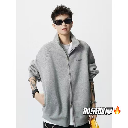 加绒常规P70加绒P80美式潮复古百搭休闲重磅拉链开衫卫衣,男装卫衣,电商D205