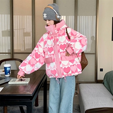 现货！2C056-3101-P275控418（粉色爱心羽绒服），女装羽绒服，2C056