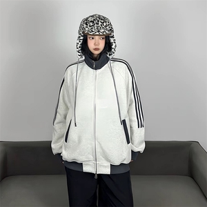 抖音得物高品质 美式高街重磅结构设计拼接织带立领卫衣外套 CM42图片